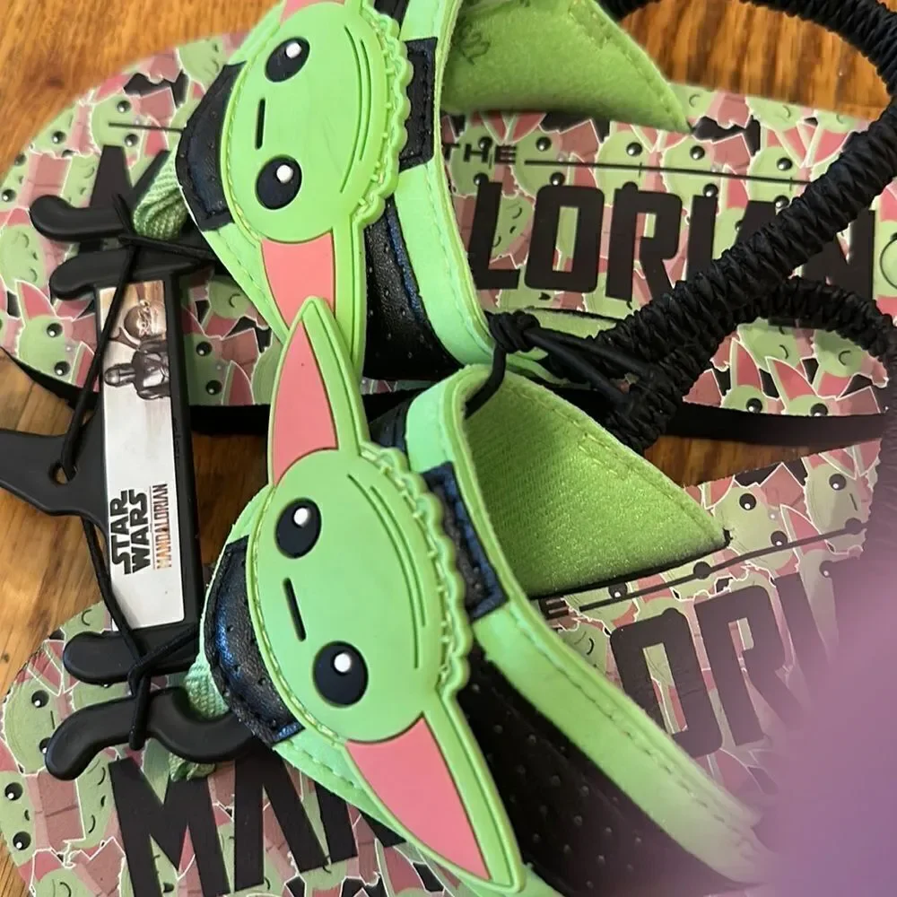 Star Wars Mandalorian Yoda Sandals Flip Flop Boys Shoes Various Sizes NWT